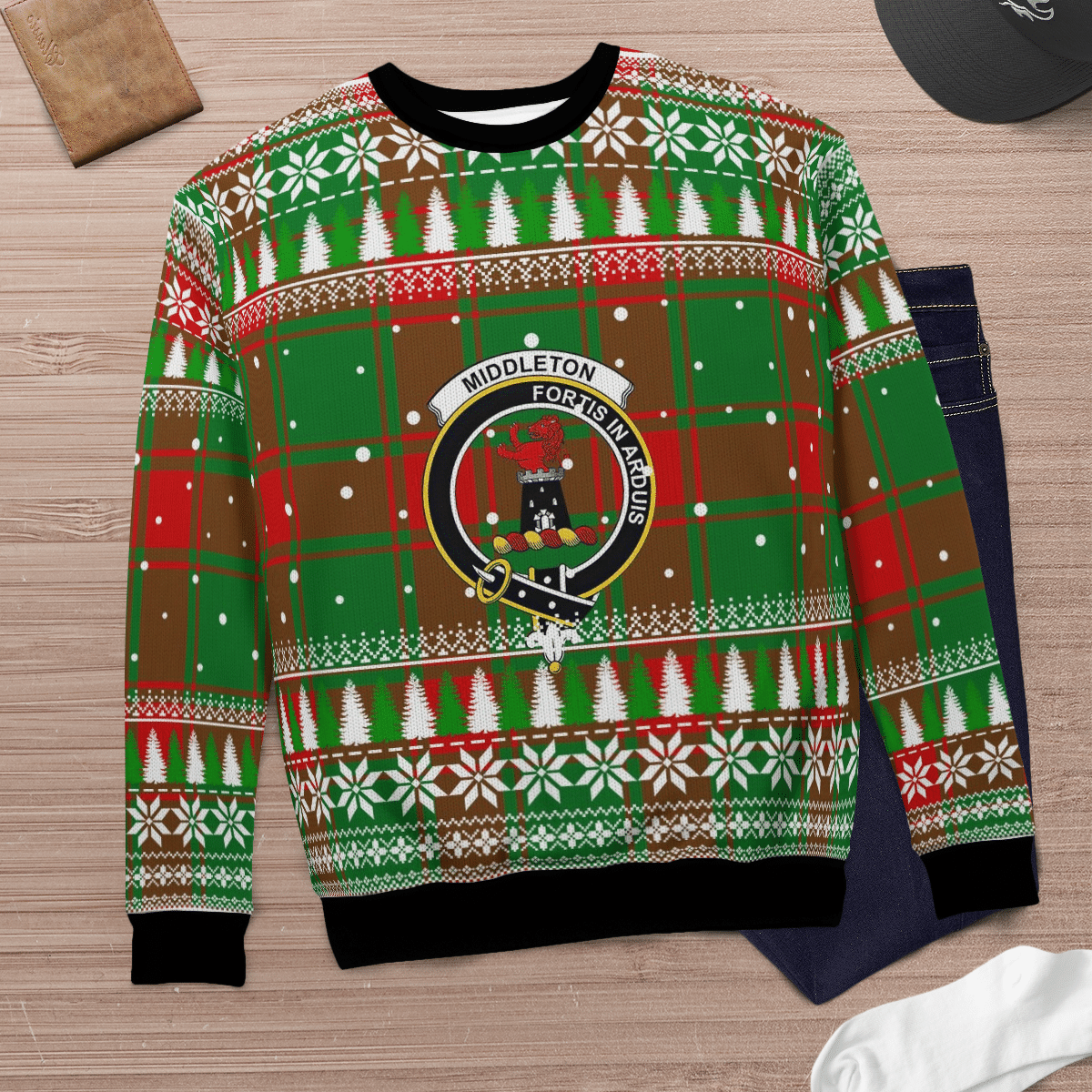 Clan Middleton Modern Crest Tartan Christmas Ugly Sweater MI79 Middleton Modern Crest Tartan Tartan Ugly Sweater   