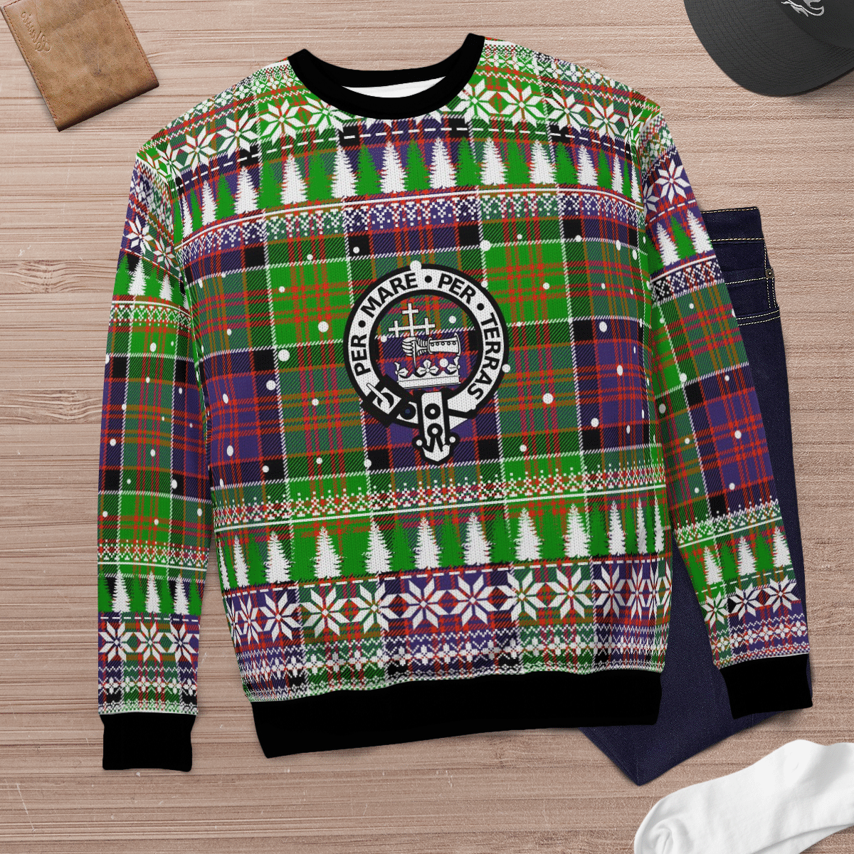 Clan MacDonald of Clanranald Crest Tartan Christmas Ugly Sweater IU50 MacDonald of Clanranald Crest Tartan Tartan Ugly Sweater   