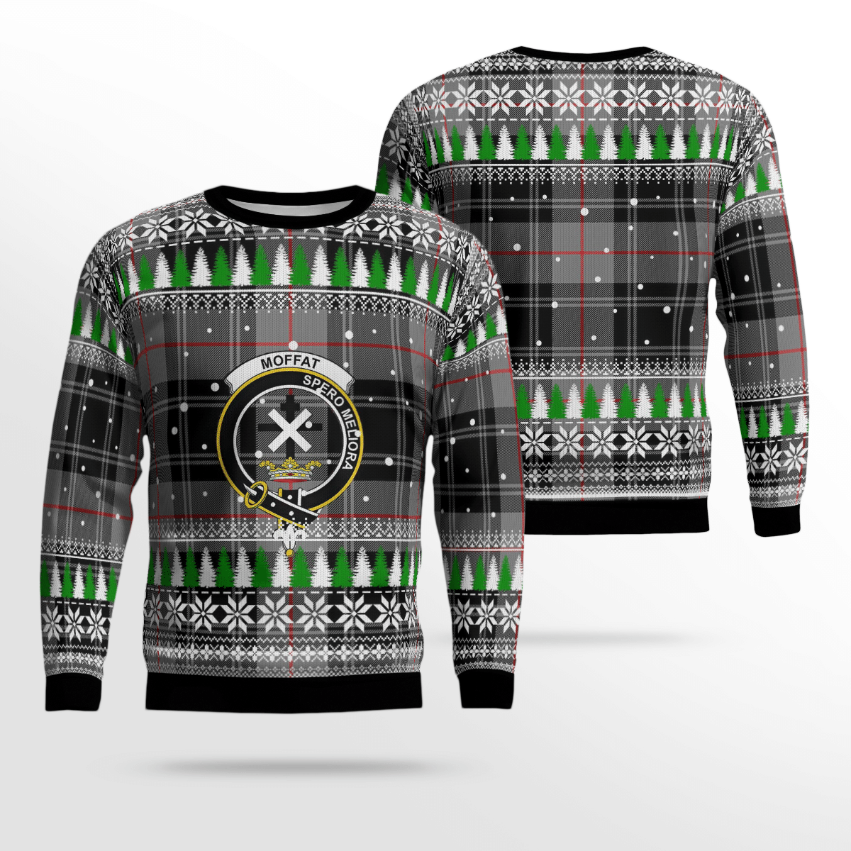 Clan Moffat Modern Crest Tartan Christmas Ugly Sweater EG54 Moffat Modern Crest Tartan Tartan Ugly Sweater   