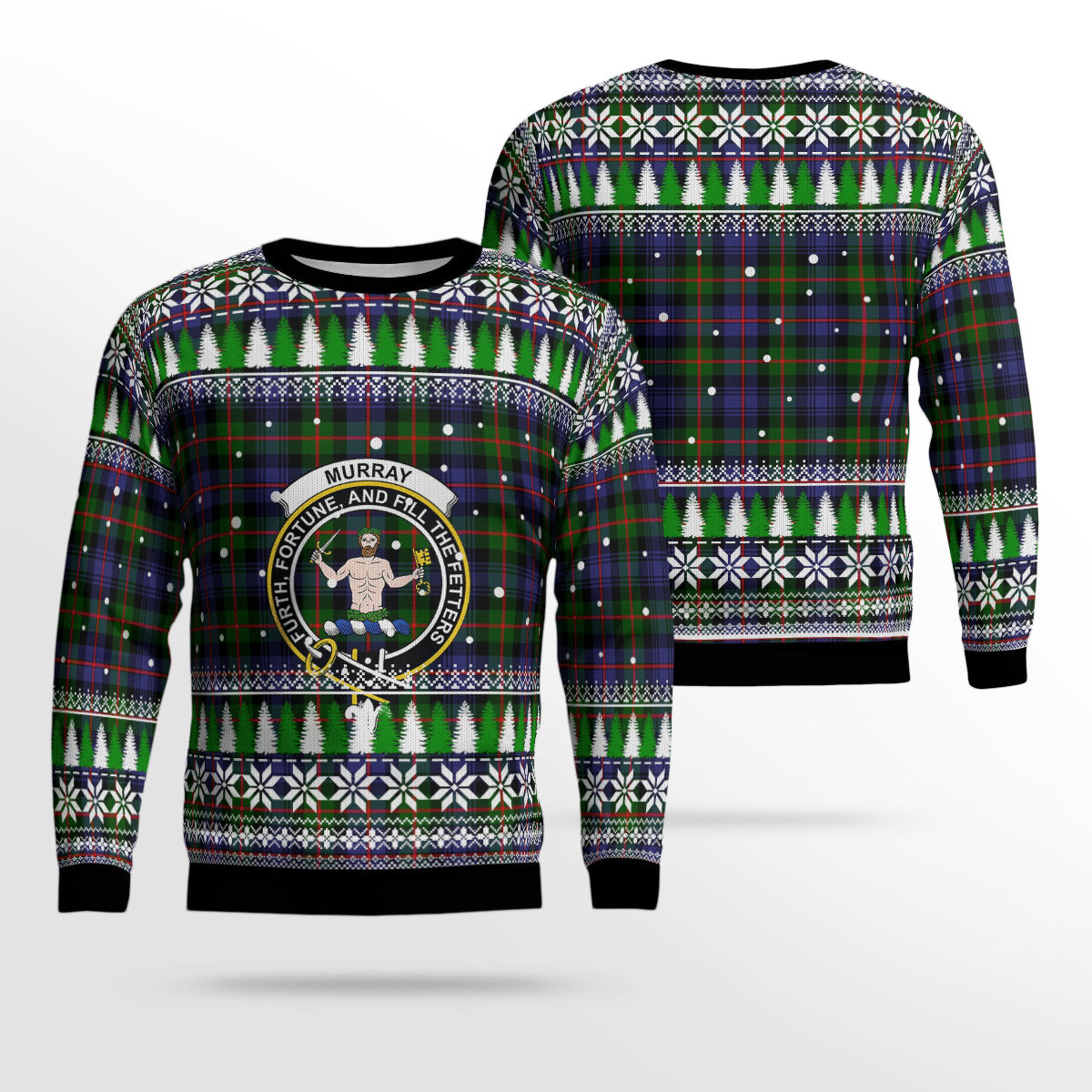 Clan Murray of Atholl Modern Crest Tartan Christmas Ugly Sweater BQ97 Murray of Atholl Modern Crest Tartan Tartan Ugly Sweater   