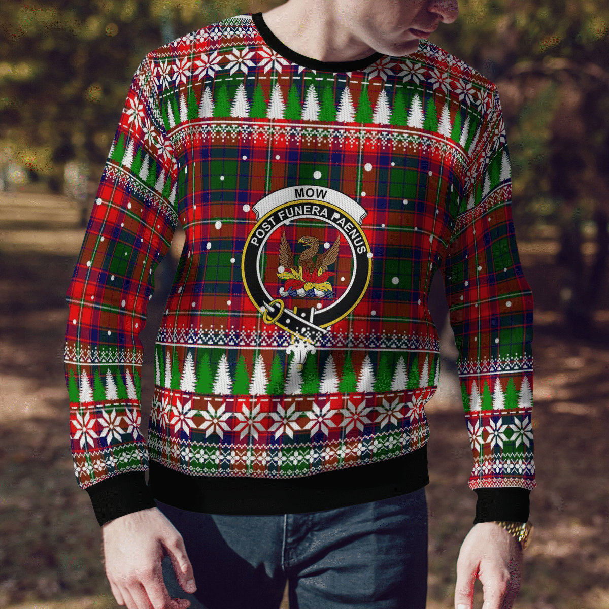 Clan Mow (Roxburgh) Crest Tartan Christmas Ugly Sweater OB22 Mow (Roxburgh) Crest Tartan Tartan Ugly Sweater   