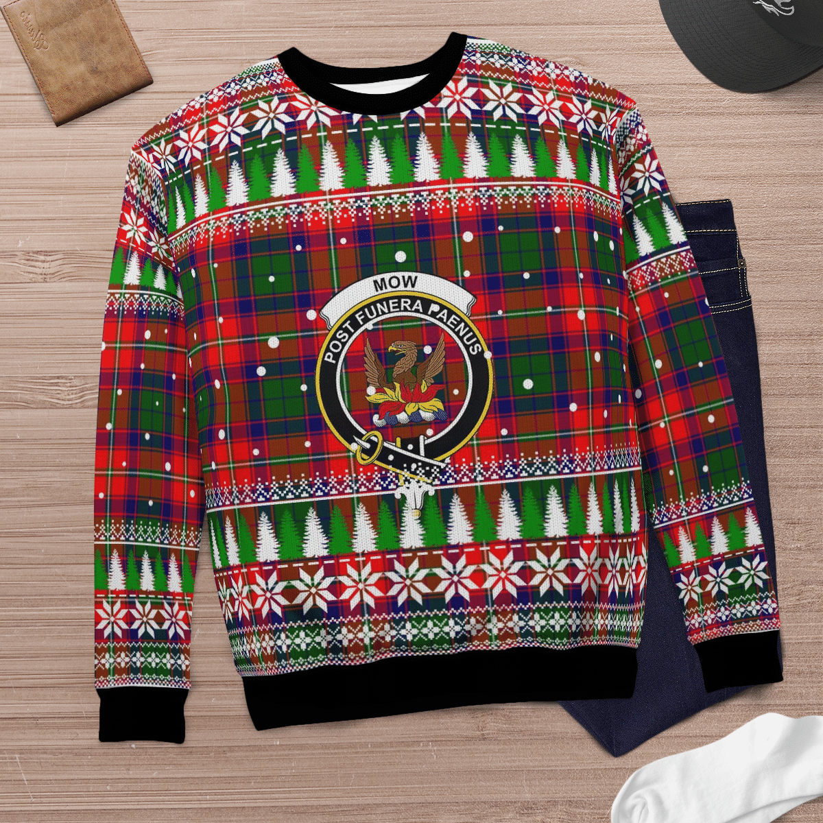 Clan Mow (Roxburgh) Crest Tartan Christmas Ugly Sweater OB22 Mow (Roxburgh) Crest Tartan Tartan Ugly Sweater   