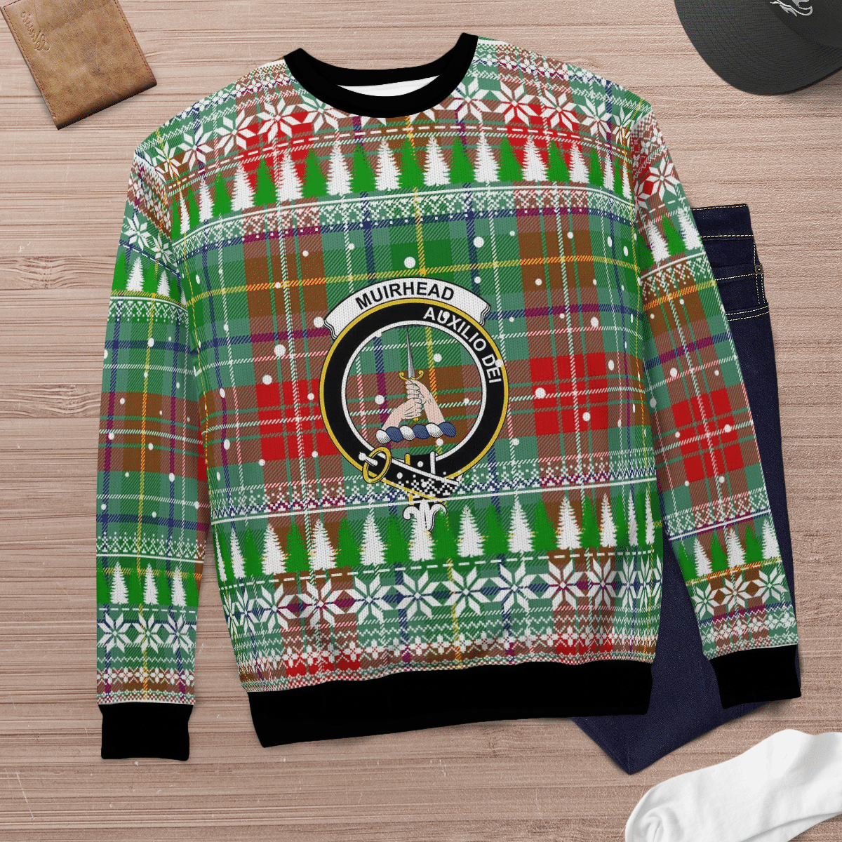 Clan Muirhead Crest Tartan Christmas Ugly Sweater HX82 Muirhead Crest Tartan Tartan Ugly Sweater   