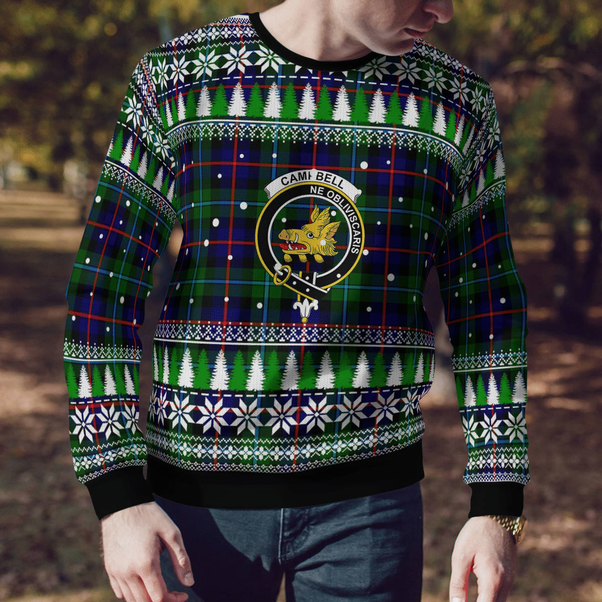 Clan Campbell of Cawdor Modern Crest Tartan Christmas Ugly Sweater RM69 Campbell of Cawdor Modern Crest Tartan Tartan Ugly Sweater   