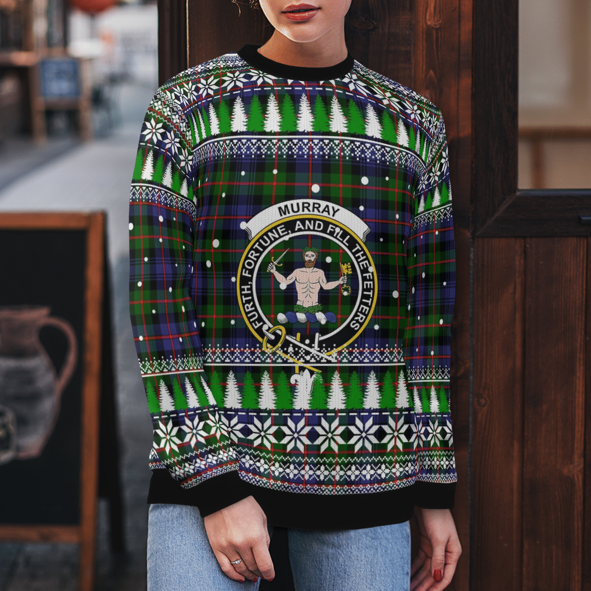 Clan Murray of Atholl Modern Crest Tartan Christmas Ugly Sweater BQ97 Murray of Atholl Modern Crest Tartan Tartan Ugly Sweater   