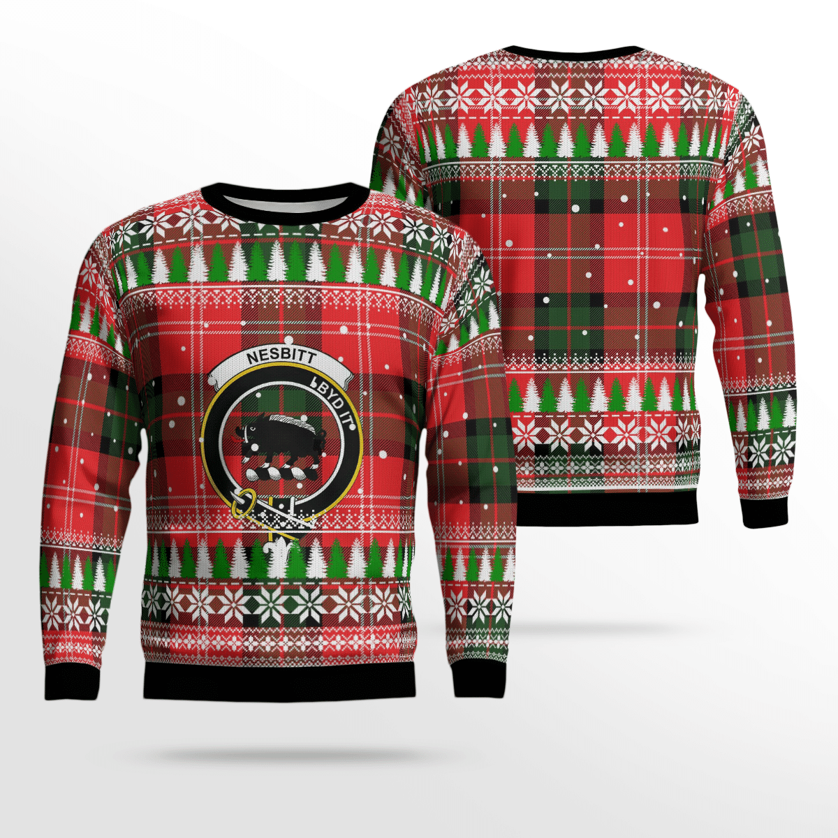 Clan Nesbitt Modern Crest Tartan Christmas Ugly Sweater TE35 Nesbitt Modern Crest Tartan Tartan Ugly Sweater   