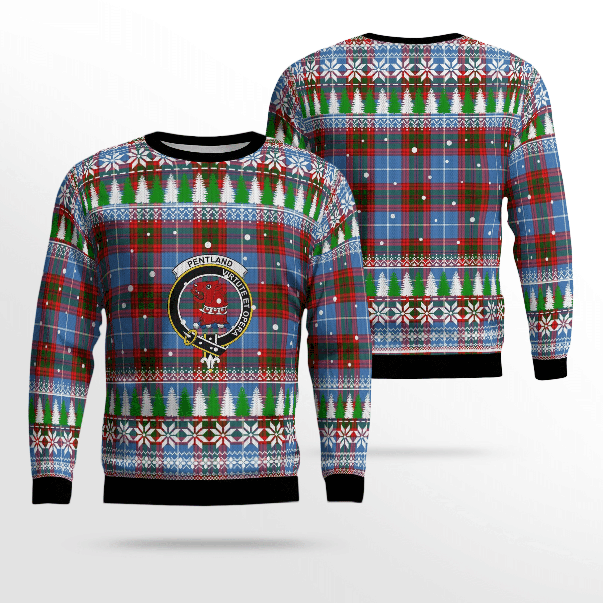 Clan Pentland (Edinburgh) Crest Tartan Christmas Ugly Sweater WN55 Pentland (Edinburgh) Crest Tartan Tartan Ugly Sweater   