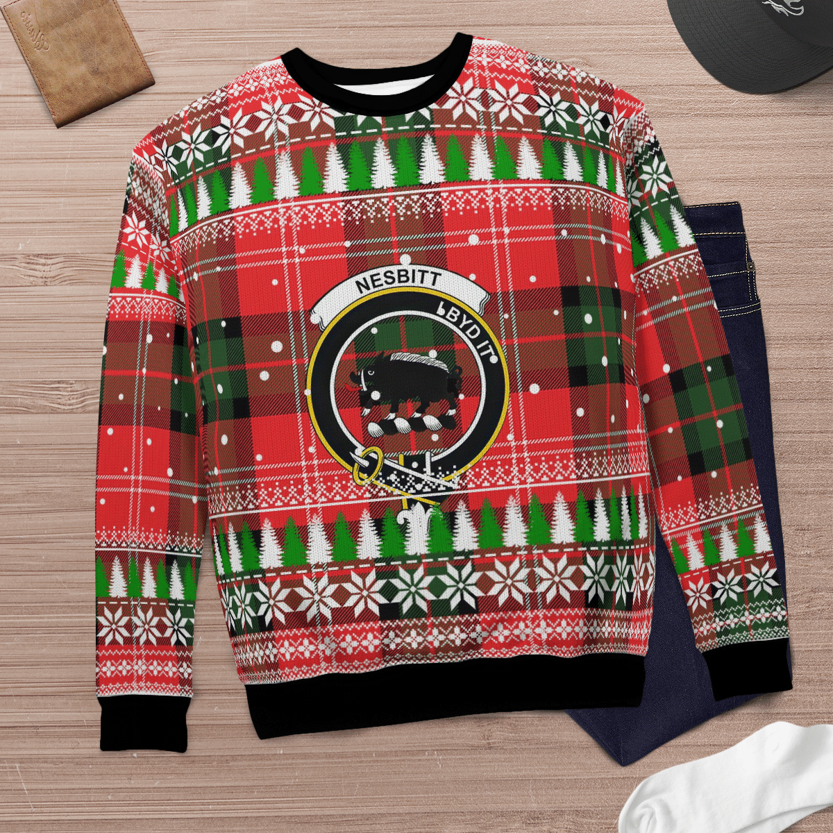 Clan Nesbitt Modern Crest Tartan Christmas Ugly Sweater TE35 Nesbitt Modern Crest Tartan Tartan Ugly Sweater   