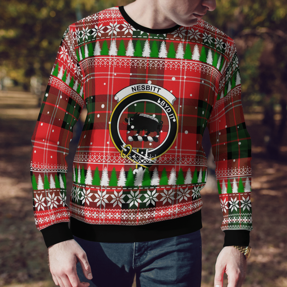 Clan Nesbitt Modern Crest Tartan Christmas Ugly Sweater TE35 Nesbitt Modern Crest Tartan Tartan Ugly Sweater   