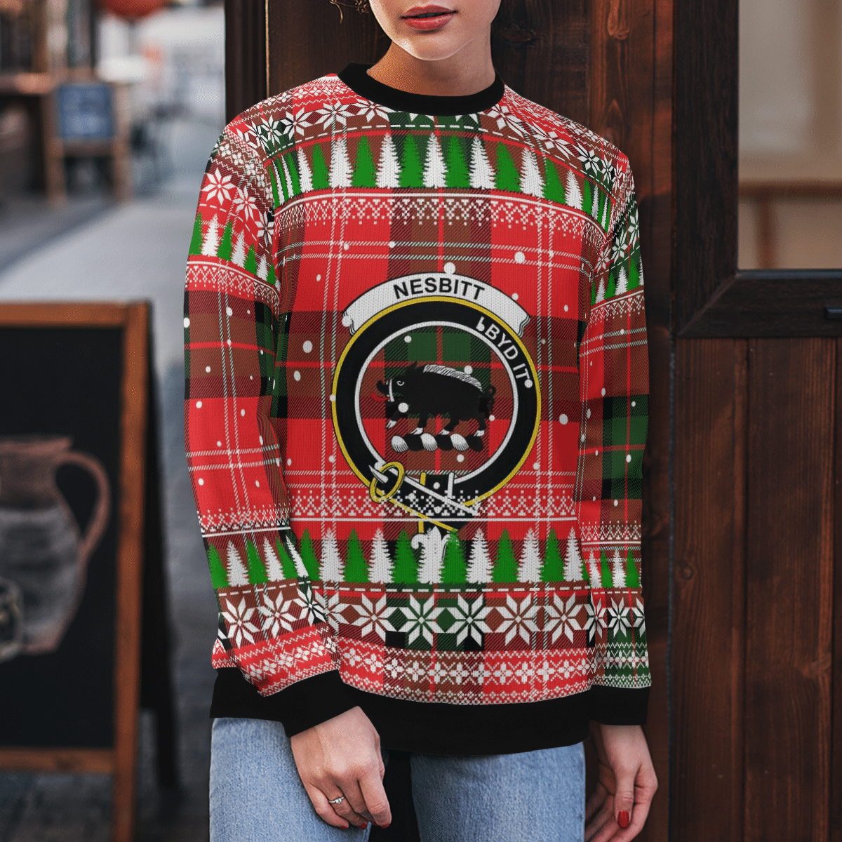 Clan Nesbitt Modern Crest Tartan Christmas Ugly Sweater TE35 Nesbitt Modern Crest Tartan Tartan Ugly Sweater   