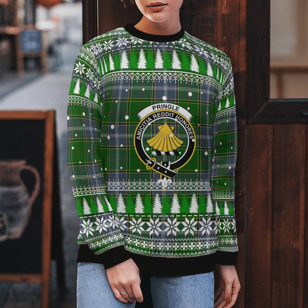 Clan Pringle Crest Tartan Christmas Ugly Sweater WL44 Pringle Crest Tartan Tartan Ugly Sweater   