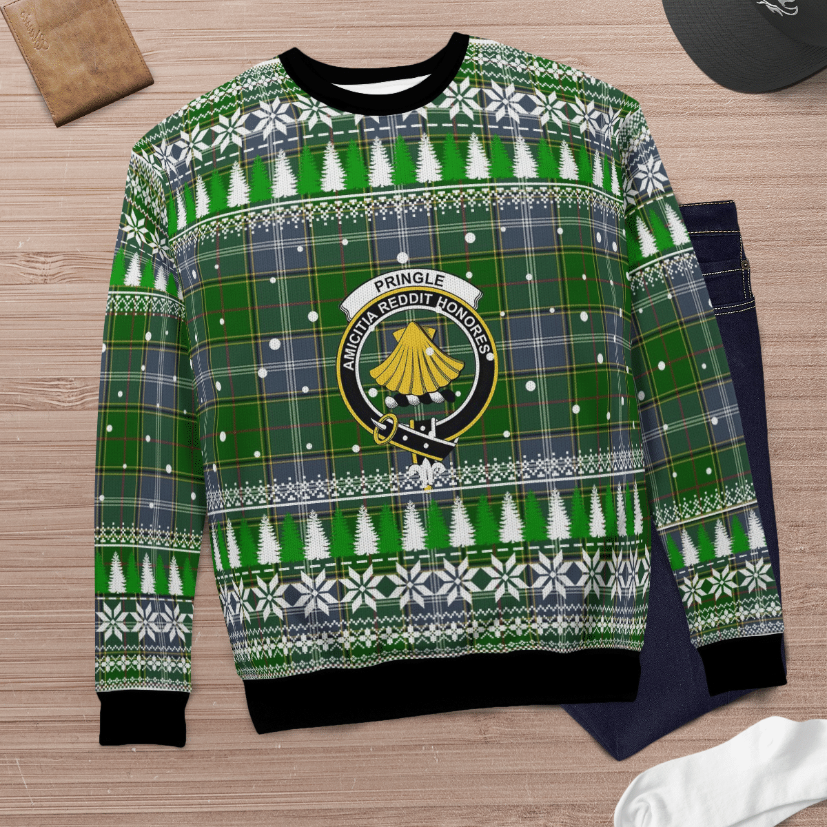 Clan Pringle Crest Tartan Christmas Ugly Sweater WL44 Pringle Crest Tartan Tartan Ugly Sweater   