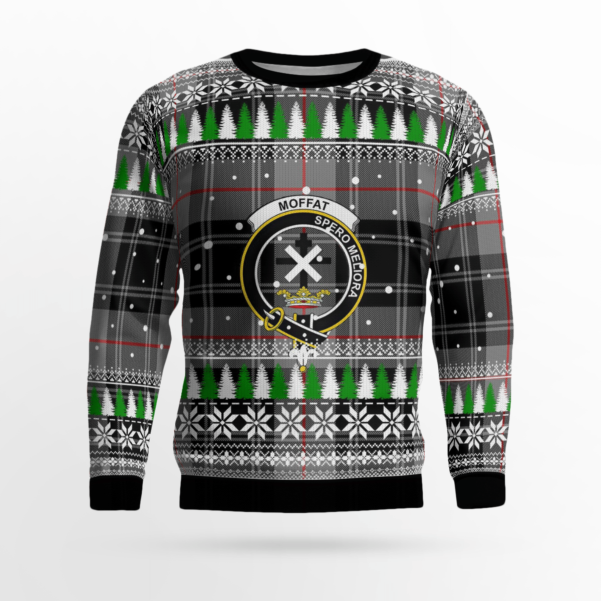 Clan Moffat Modern Crest Tartan Christmas Ugly Sweater EG54 Moffat Modern Crest Tartan Tartan Ugly Sweater   