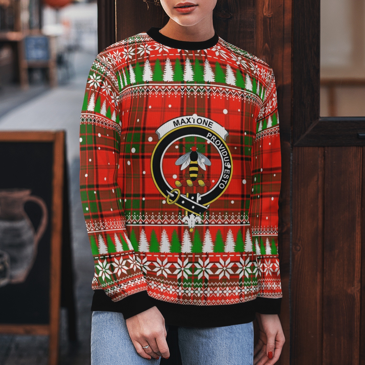 Clan Maxtone Crest Tartan Christmas Ugly Sweater GK56 Maxtone Crest Tartan Tartan Ugly Sweater   