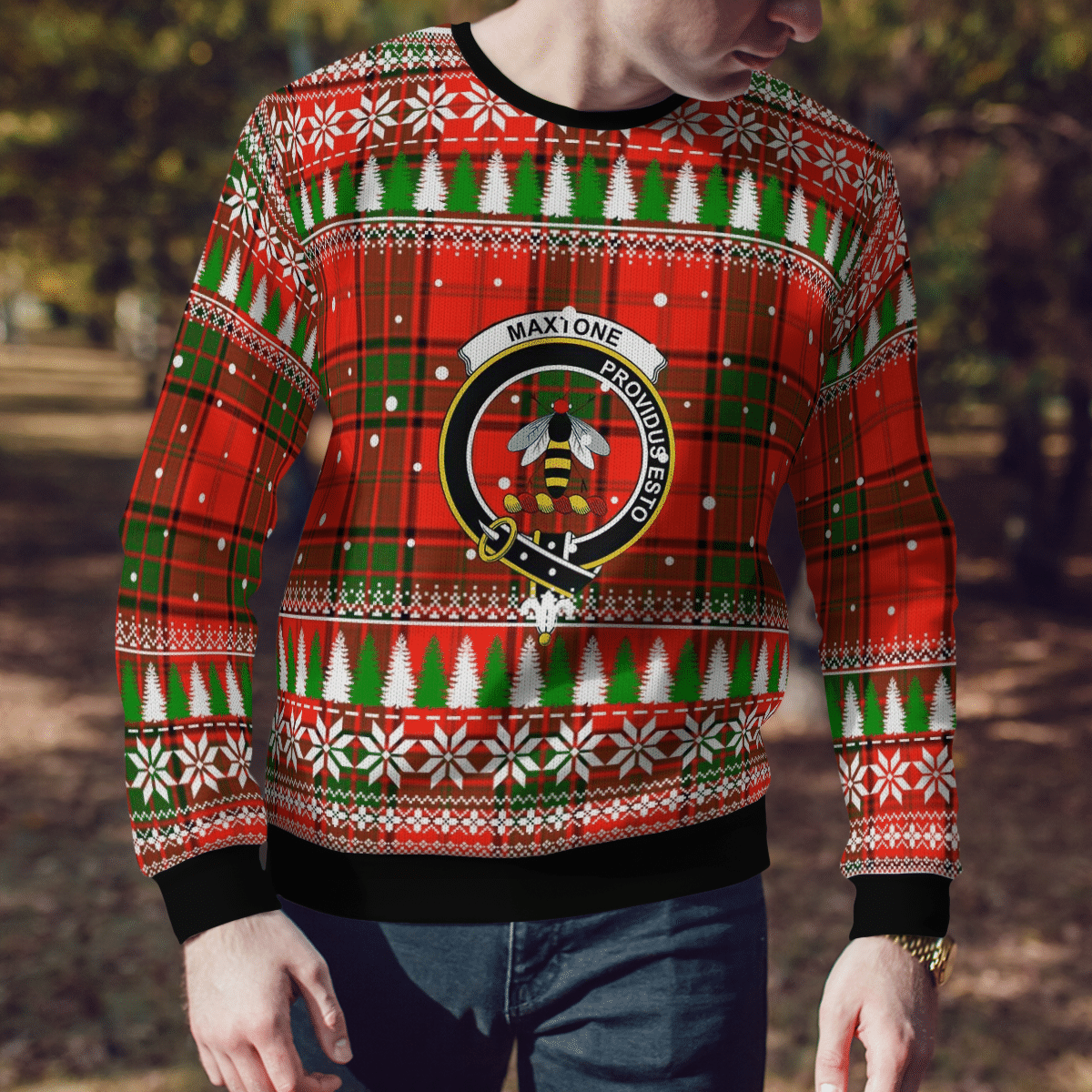 Clan Maxtone Crest Tartan Christmas Ugly Sweater GK56 Maxtone Crest Tartan Tartan Ugly Sweater   