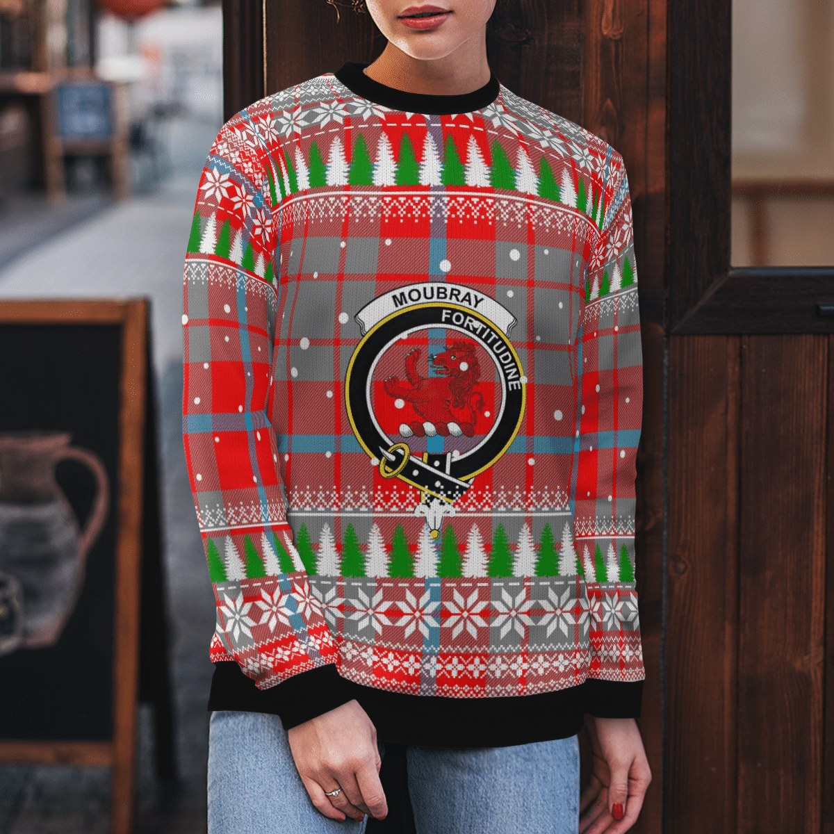 Clan Moubray Crest Tartan Christmas Ugly Sweater MG63 Moubray Crest Tartan Tartan Ugly Sweater   