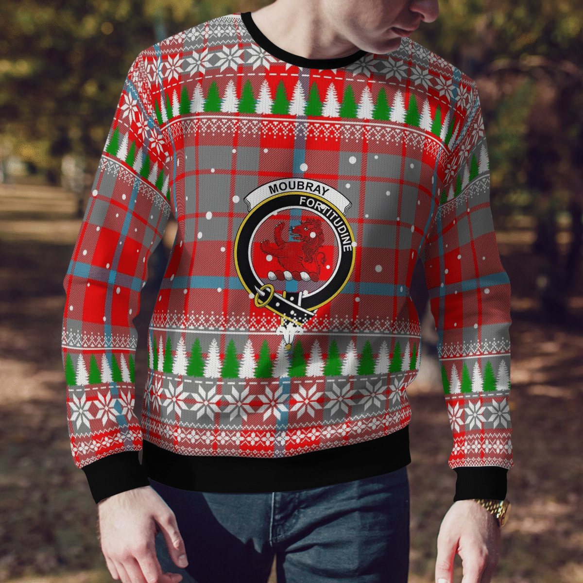 Clan Moubray Crest Tartan Christmas Ugly Sweater MG63 Moubray Crest Tartan Tartan Ugly Sweater   