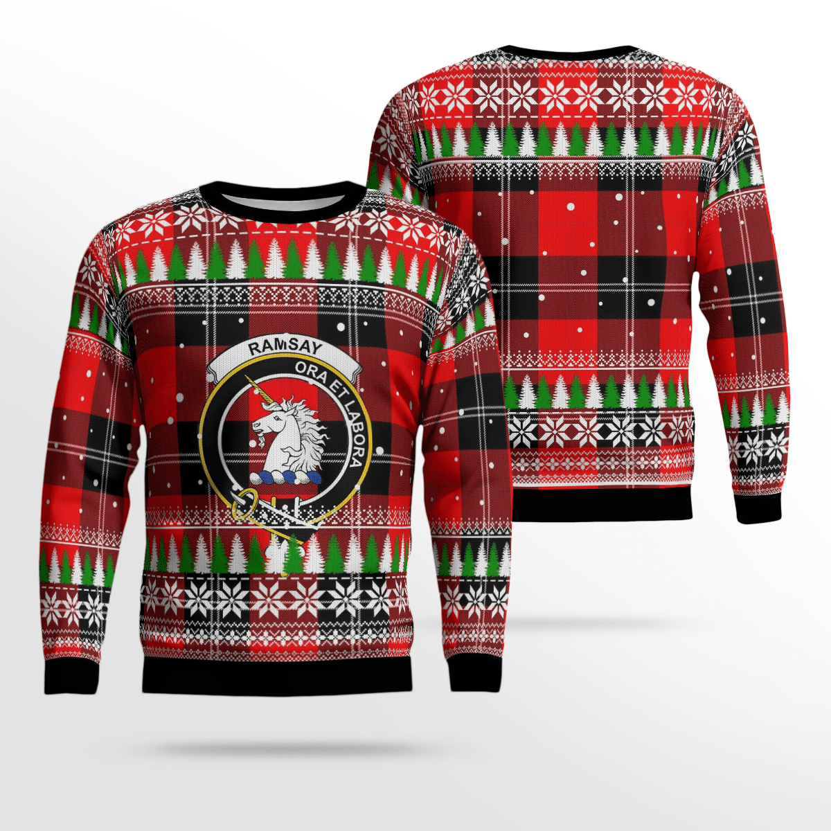 Clan Ramsay Modern Crest Tartan Christmas Ugly Sweater GG89 Ramsay Modern Crest Tartan Tartan Ugly Sweater   