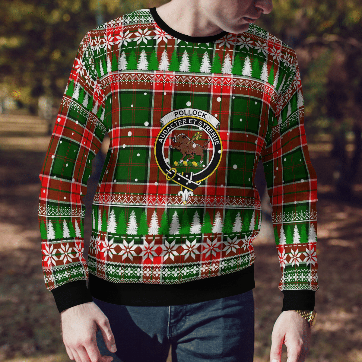 Clan Pollock Modern Crest Tartan Christmas Ugly Sweater SF67 Pollock Modern Crest Tartan Tartan Ugly Sweater   