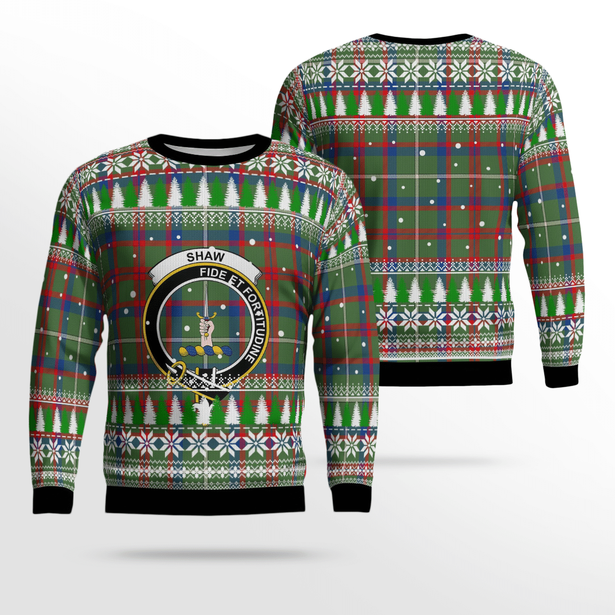 Clan Shaw Green Modern Crest Tartan Christmas Ugly Sweater OB71 Shaw Green Modern Crest Tartan Tartan Ugly Sweater   