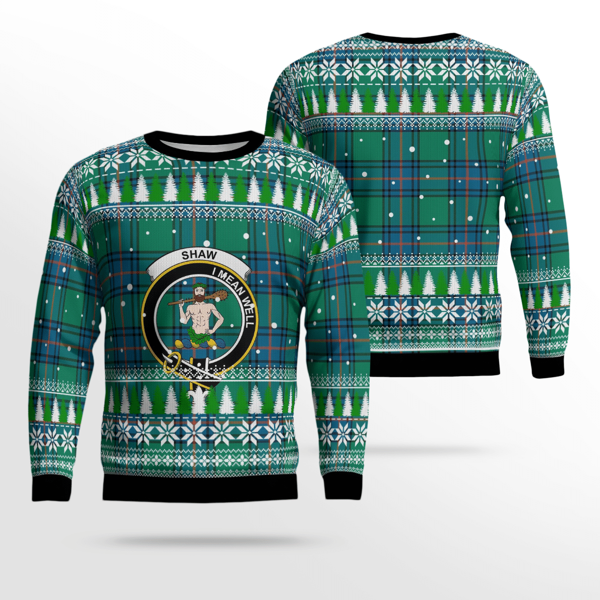 Clan Shaw Ancient Crest Tartan Christmas Ugly Sweater RS24 Shaw Ancient Crest Tartan Tartan Ugly Sweater   