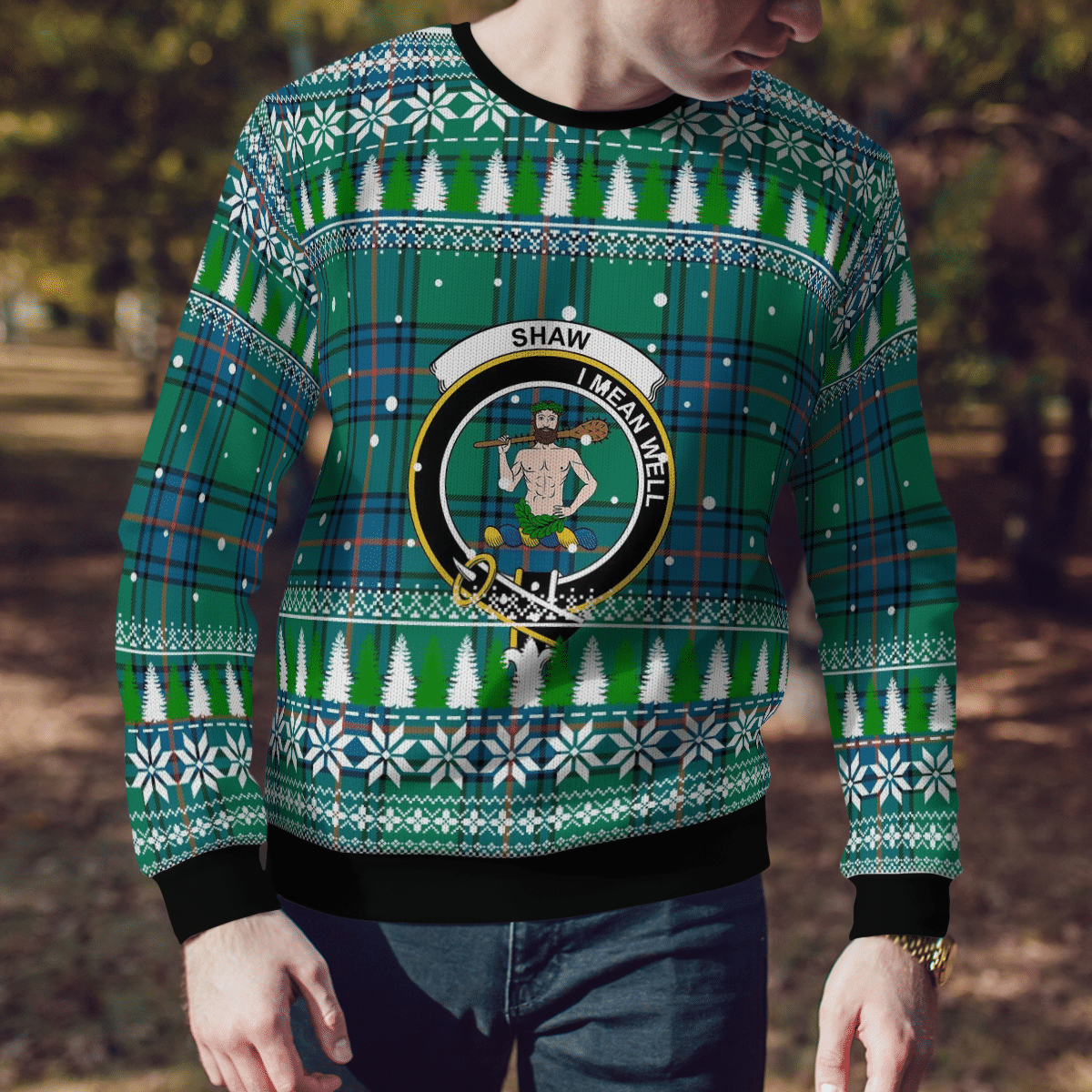 Clan Shaw Ancient Crest Tartan Christmas Ugly Sweater RS24 Shaw Ancient Crest Tartan Tartan Ugly Sweater   