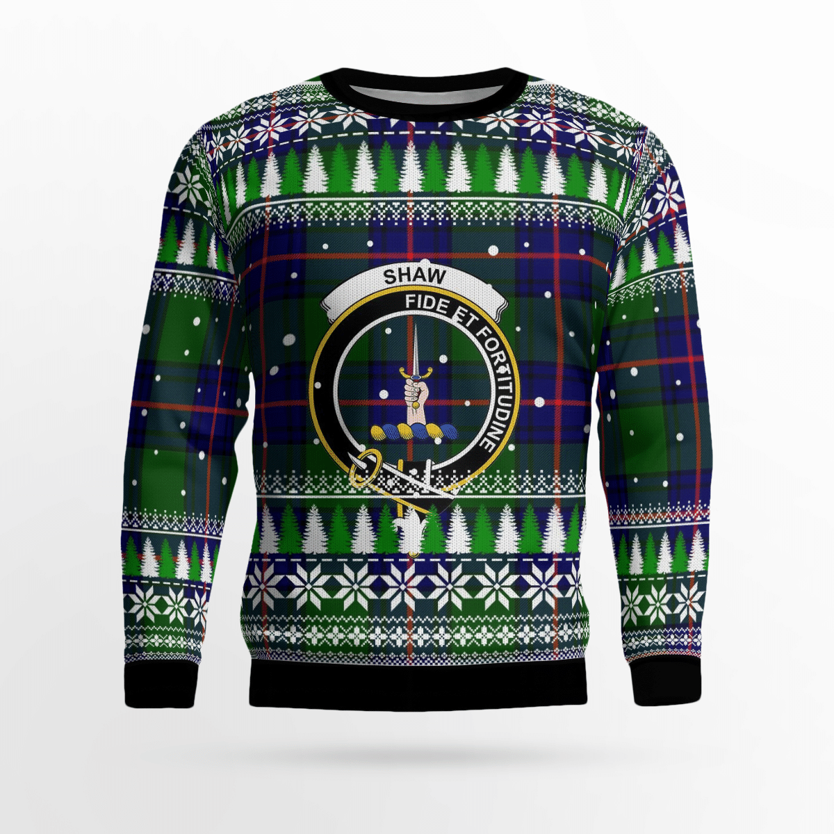 Clan Shaw Modern Crest Tartan Christmas Ugly Sweater MG95 Shaw Modern Crest Tartan Tartan Ugly Sweater   