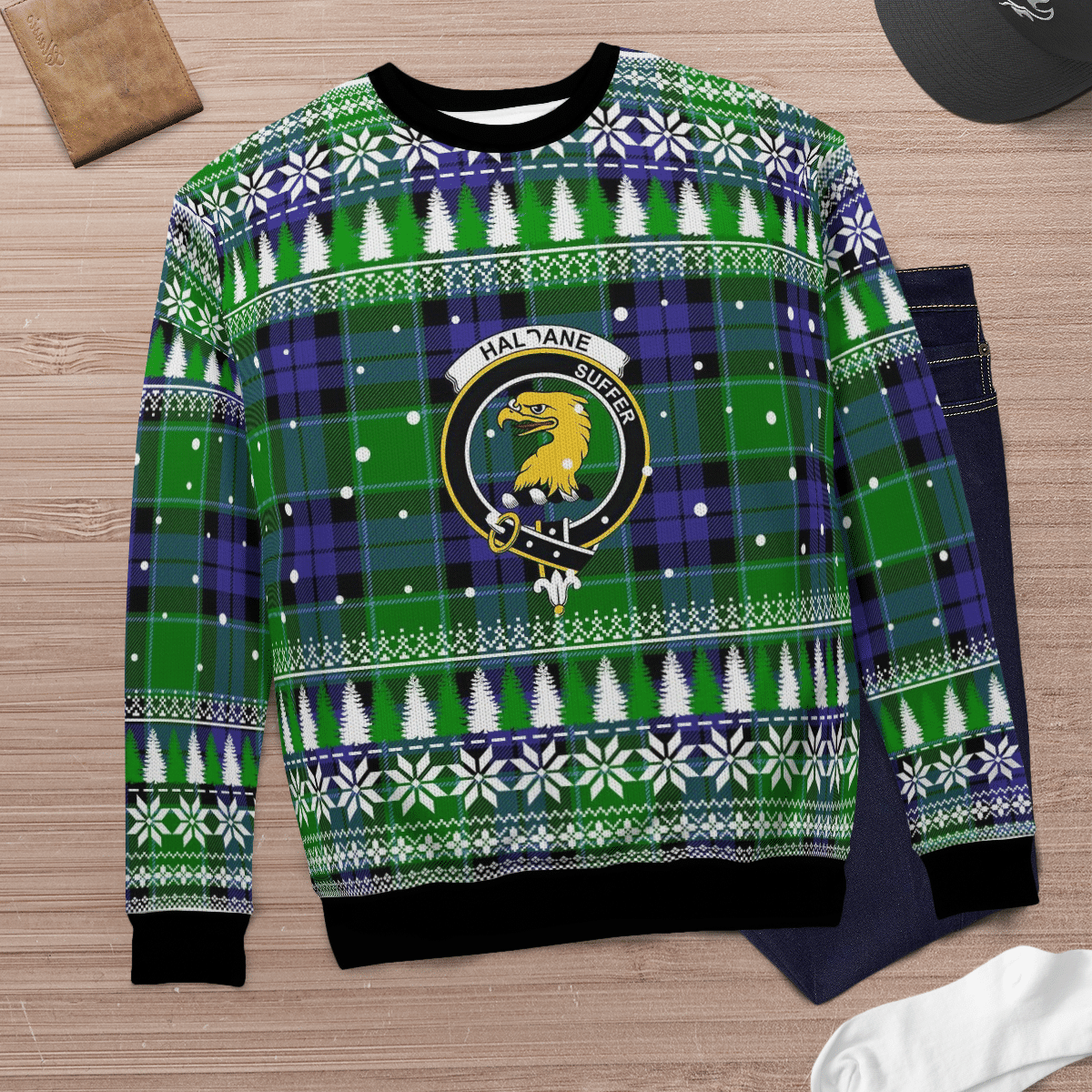 Clan Haldane 2 Crest Tartan Christmas Ugly Sweater MN56 Haldane 2 Crest Tartan Tartan Ugly Sweater   