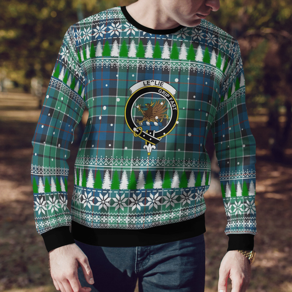 Clan Leslie Hunting Ancient Crest Tartan Christmas Ugly Sweater QG90 Leslie Hunting Ancient Crest Tartan Tartan Ugly Sweater   