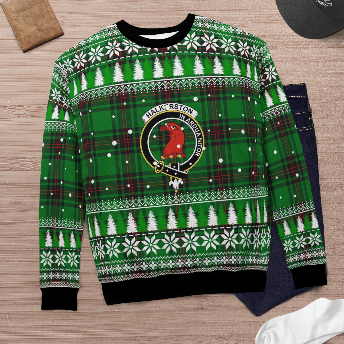 Clan Halkerston Crest Tartan Christmas Ugly Sweater SO67 Halkerston Crest Tartan Tartan Ugly Sweater   