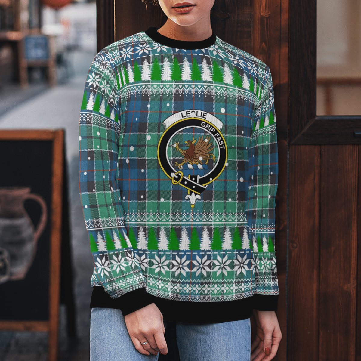 Clan Leslie Hunting Ancient Crest Tartan Christmas Ugly Sweater QG90 Leslie Hunting Ancient Crest Tartan Tartan Ugly Sweater   