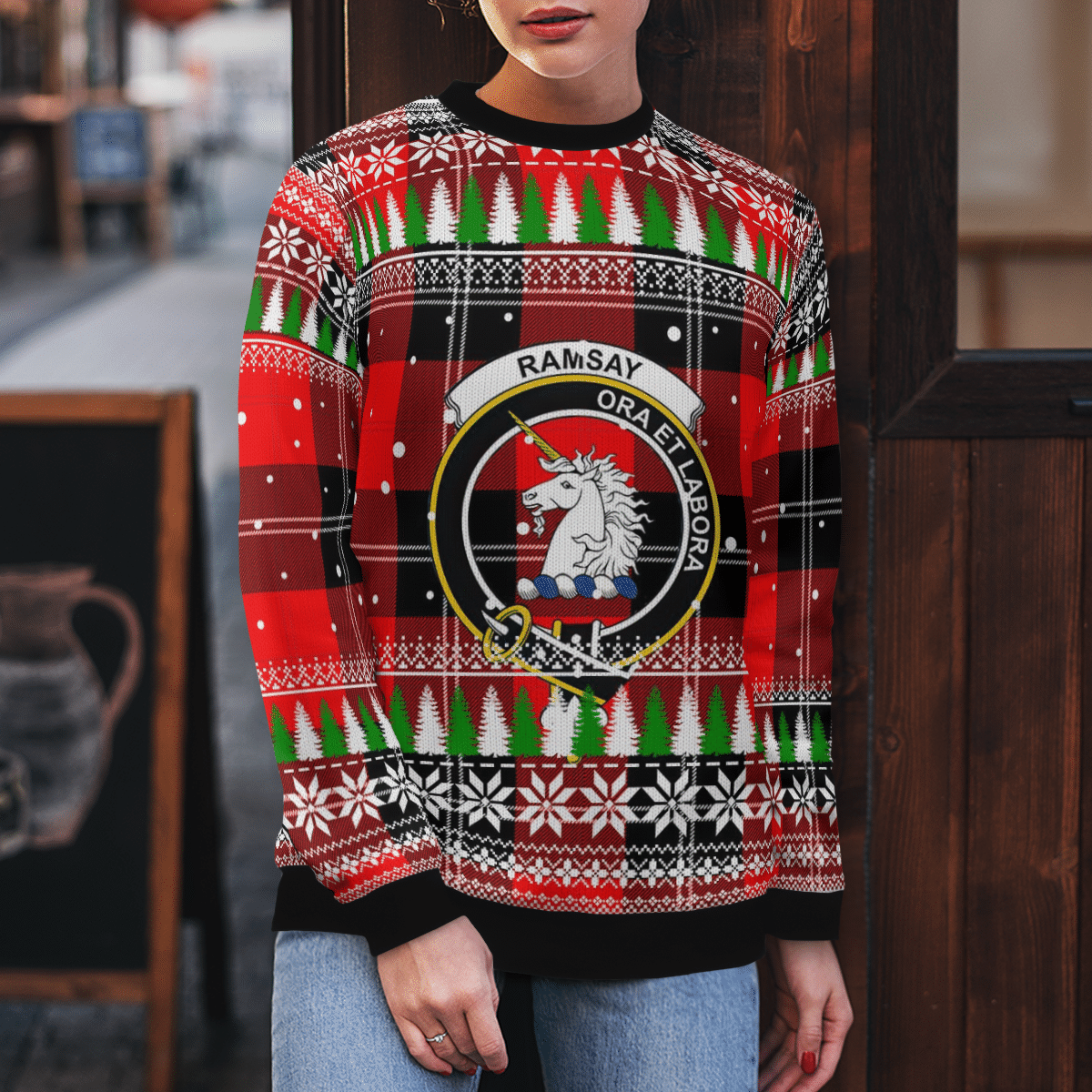 Clan Ramsay Modern Crest Tartan Christmas Ugly Sweater GG89 Ramsay Modern Crest Tartan Tartan Ugly Sweater   