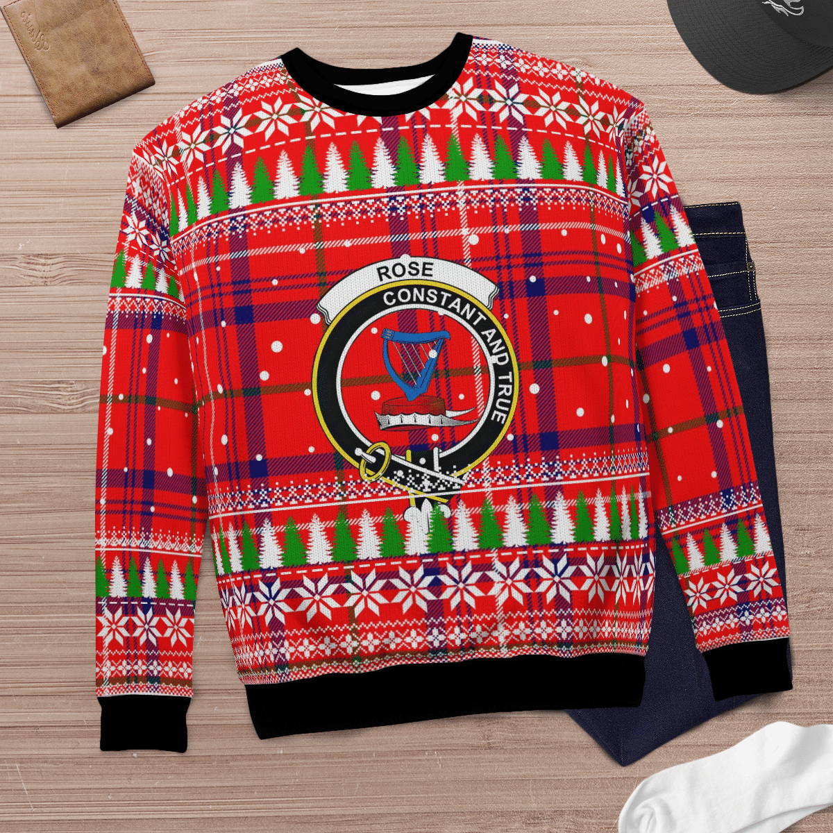 Clan Rose Crest Tartan Christmas Ugly Sweater RR93 Rose Crest Tartan Tartan Ugly Sweater   