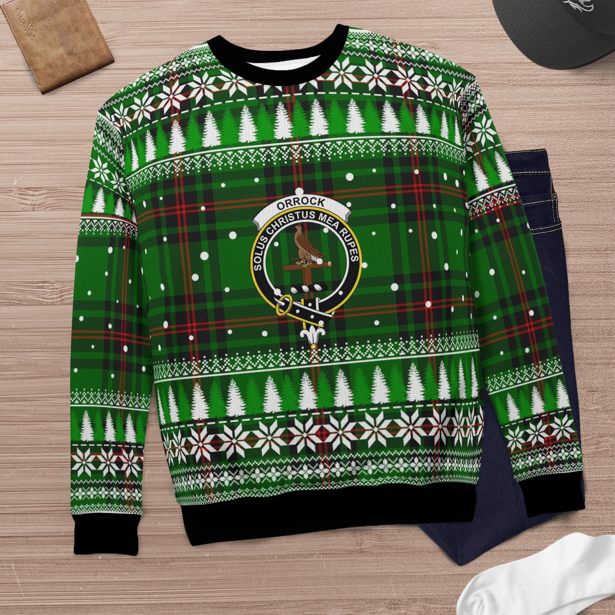 Clan Orrock (Fife) Crest Tartan Christmas Ugly Sweater YR78 Orrock (Fife) Crest Tartan Tartan Ugly Sweater   