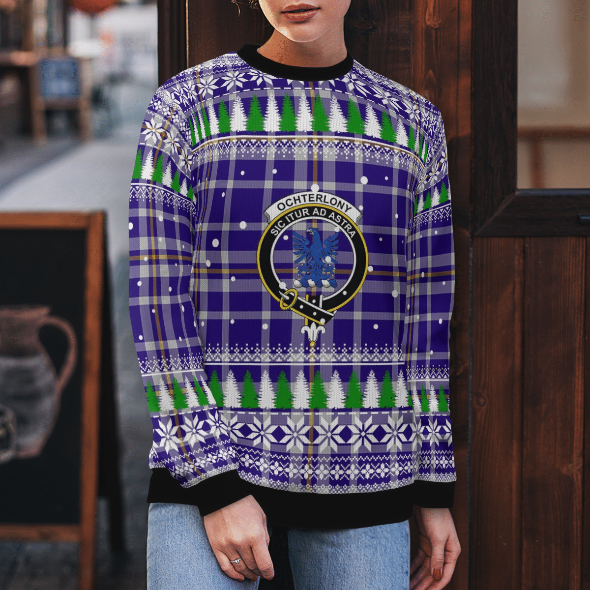 Clan Ochterlony Crest Tartan Christmas Ugly Sweater ZX23 Ochterlony Crest Tartan Tartan Ugly Sweater   