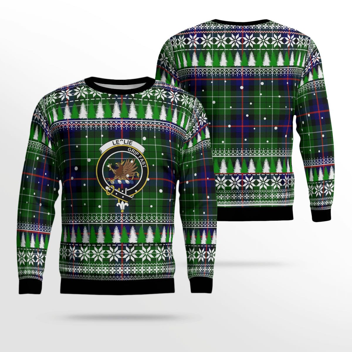 Clan Leslie Hunting Crest Tartan Christmas Ugly Sweater BO86 Leslie Hunting Crest Tartan Tartan Ugly Sweater   