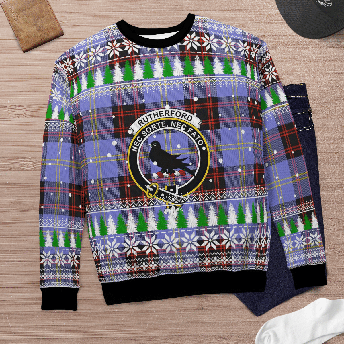 Clan Rutherford Crest Tartan Christmas Ugly Sweater SS33 Rutherford Crest Tartan Tartan Ugly Sweater   