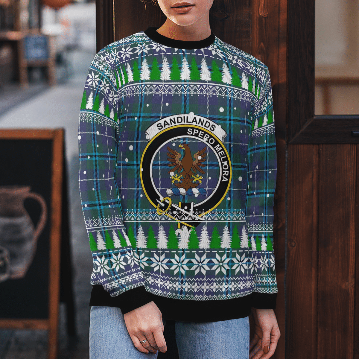 Clan Sandilands (Douglas) Crest Tartan Christmas Ugly Sweater YG63 Sandilands (Douglas) Crest Tartan Tartan Ugly Sweater   