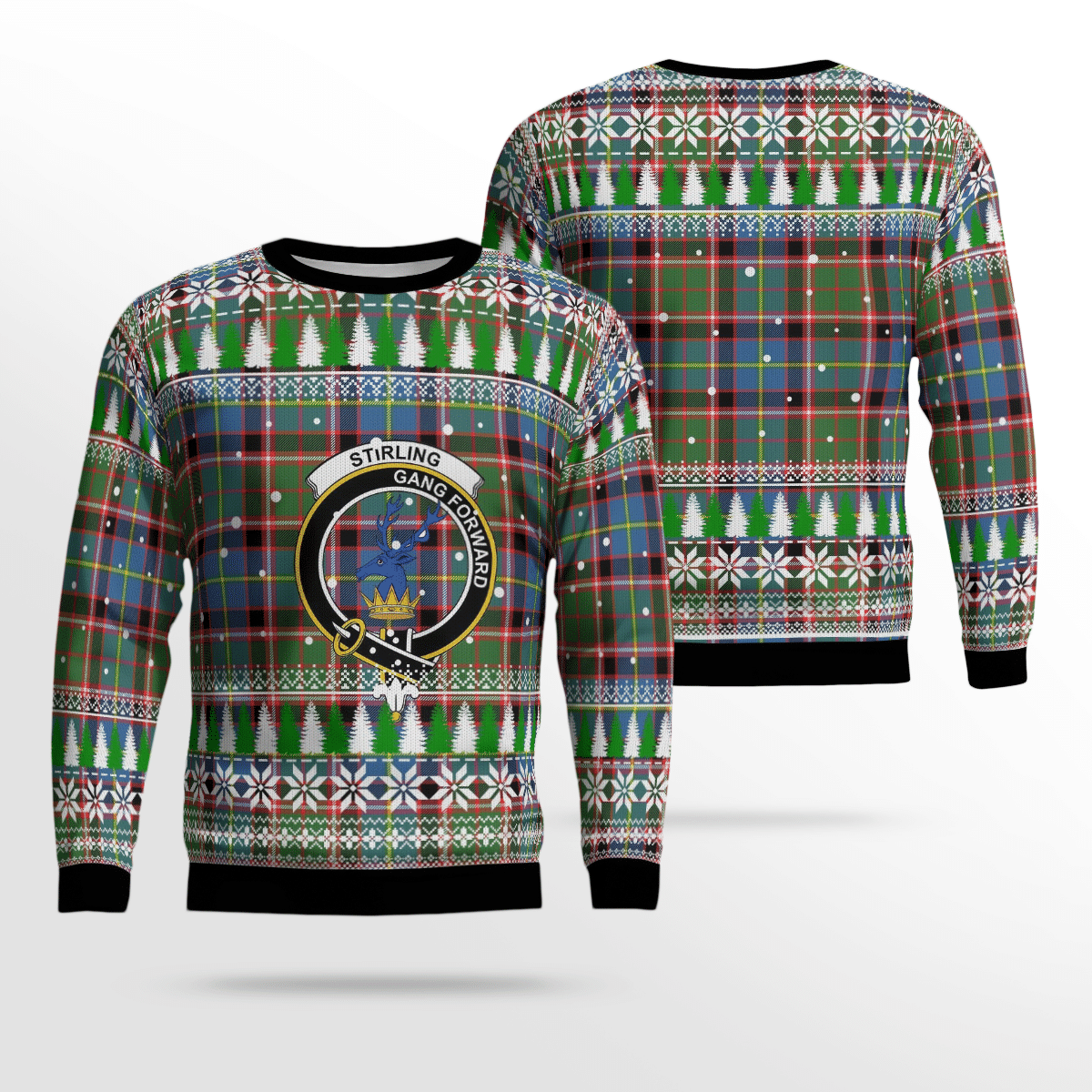 Clan Stirling (of Cadder-Present Chief) Crest Tartan Christmas Ugly Sweater TK96 Stirling (of Cadder-Present Chief) Crest Tartan Tartan Ugly Sweater   