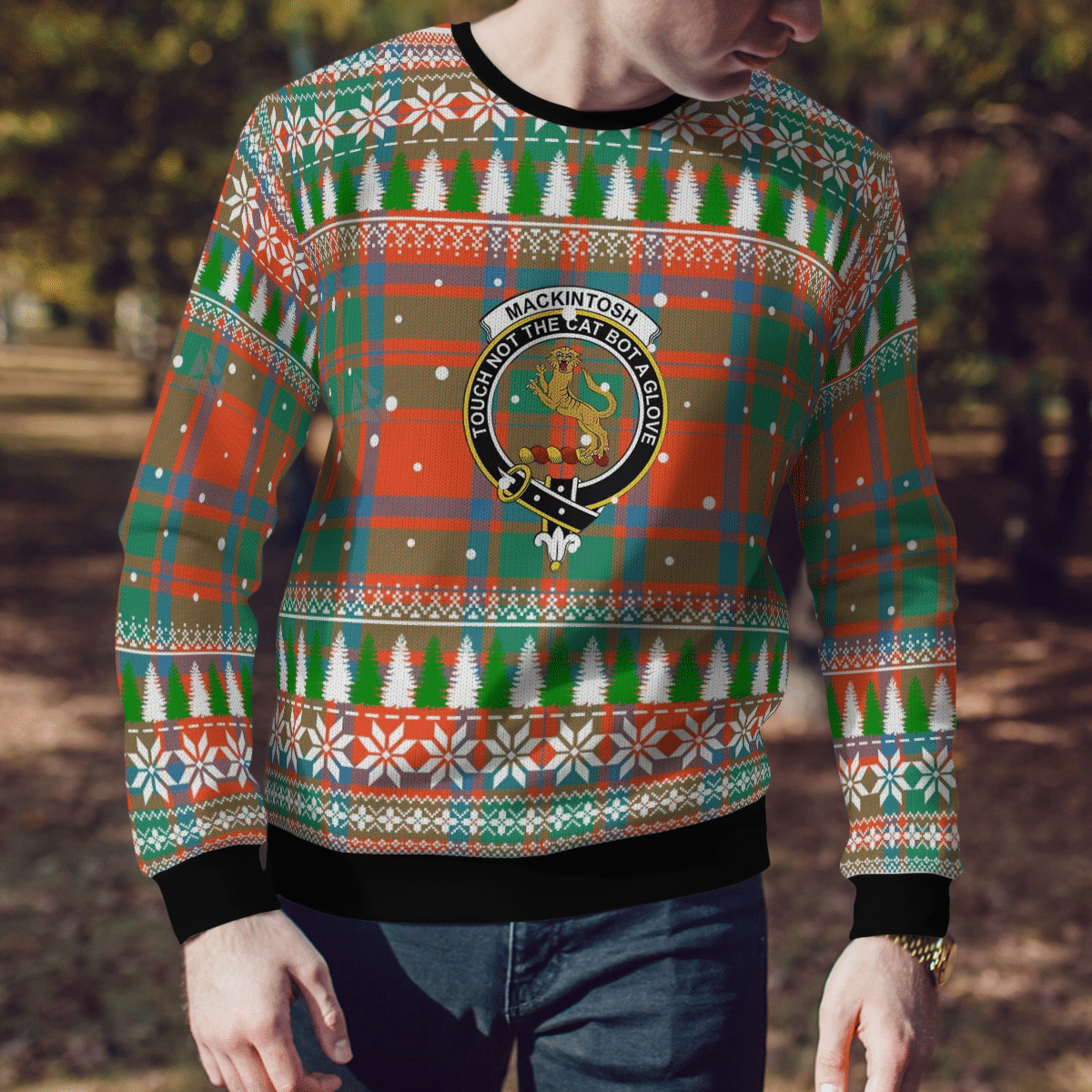 Clan MacKintosh Ancient Crest Tartan Christmas Ugly Sweater KV24 MacKintosh Ancient Crest Tartan Tartan Ugly Sweater   