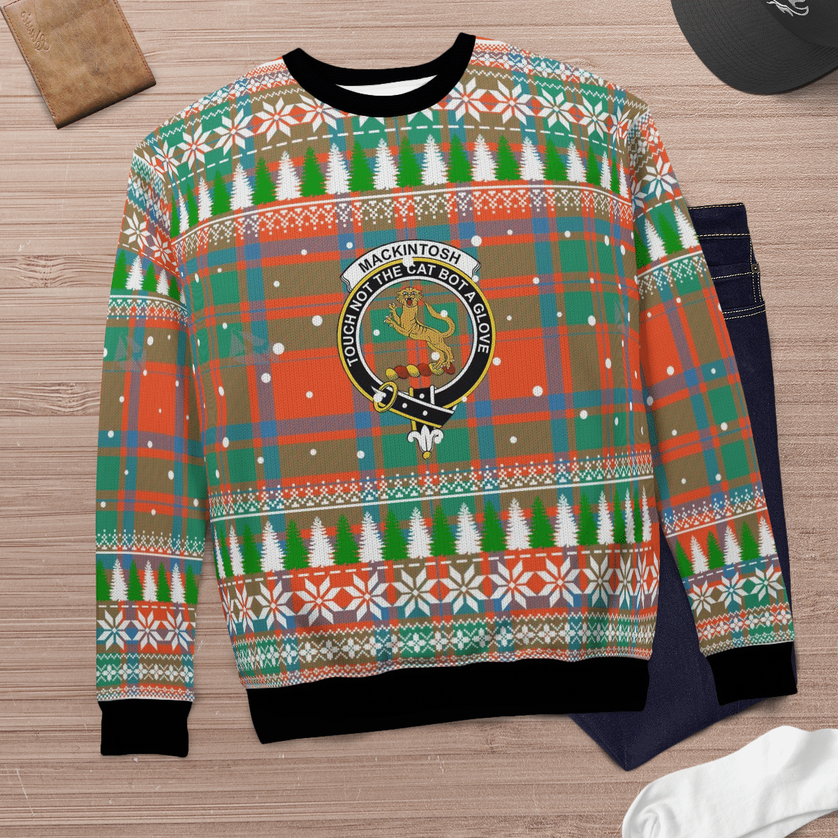 Clan MacKintosh Ancient Crest Tartan Christmas Ugly Sweater KV24 MacKintosh Ancient Crest Tartan Tartan Ugly Sweater   