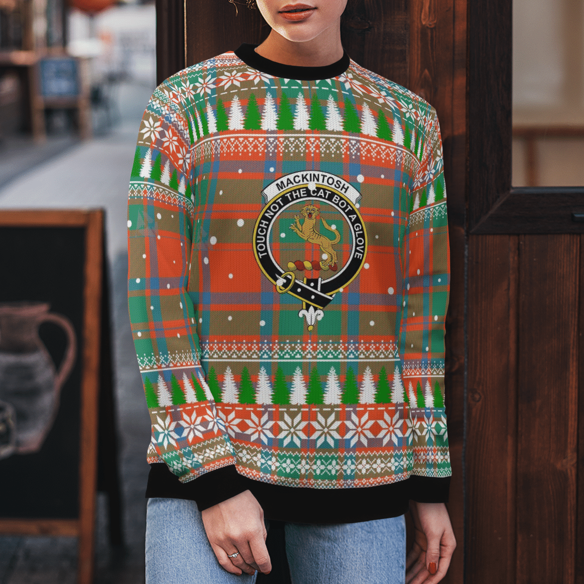 Clan MacKintosh Ancient Crest Tartan Christmas Ugly Sweater KV24 MacKintosh Ancient Crest Tartan Tartan Ugly Sweater   