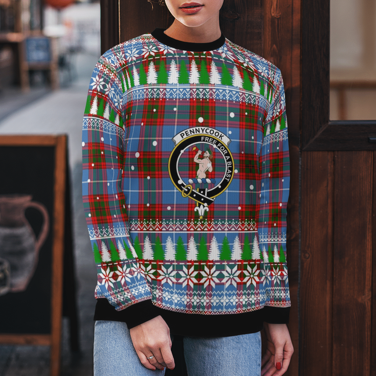 Clan Pennycook (Edinburgh) Crest Tartan Christmas Ugly Sweater NB12 Pennycook (Edinburgh) Crest Tartan Tartan Ugly Sweater   