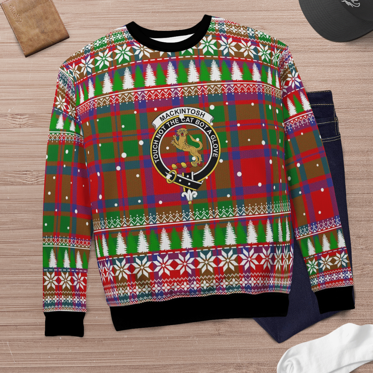 Clan MacKintosh Modern Crest Tartan Christmas Ugly Sweater FU47 MacKintosh Modern Crest Tartan Tartan Ugly Sweater   