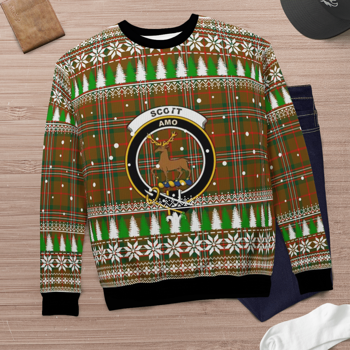 Clan Scott Brown Modern Crest Tartan Christmas Ugly Sweater AA62 Scott Brown Modern Crest Tartan Tartan Ugly Sweater   