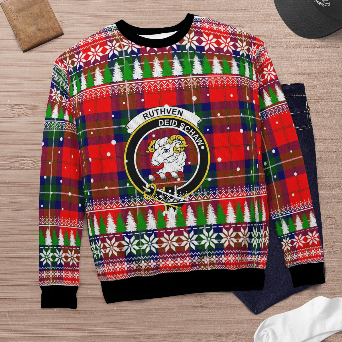 Clan Ruthven Modern Crest Tartan Christmas Ugly Sweater CN23 Ruthven Modern Crest Tartan Tartan Ugly Sweater   