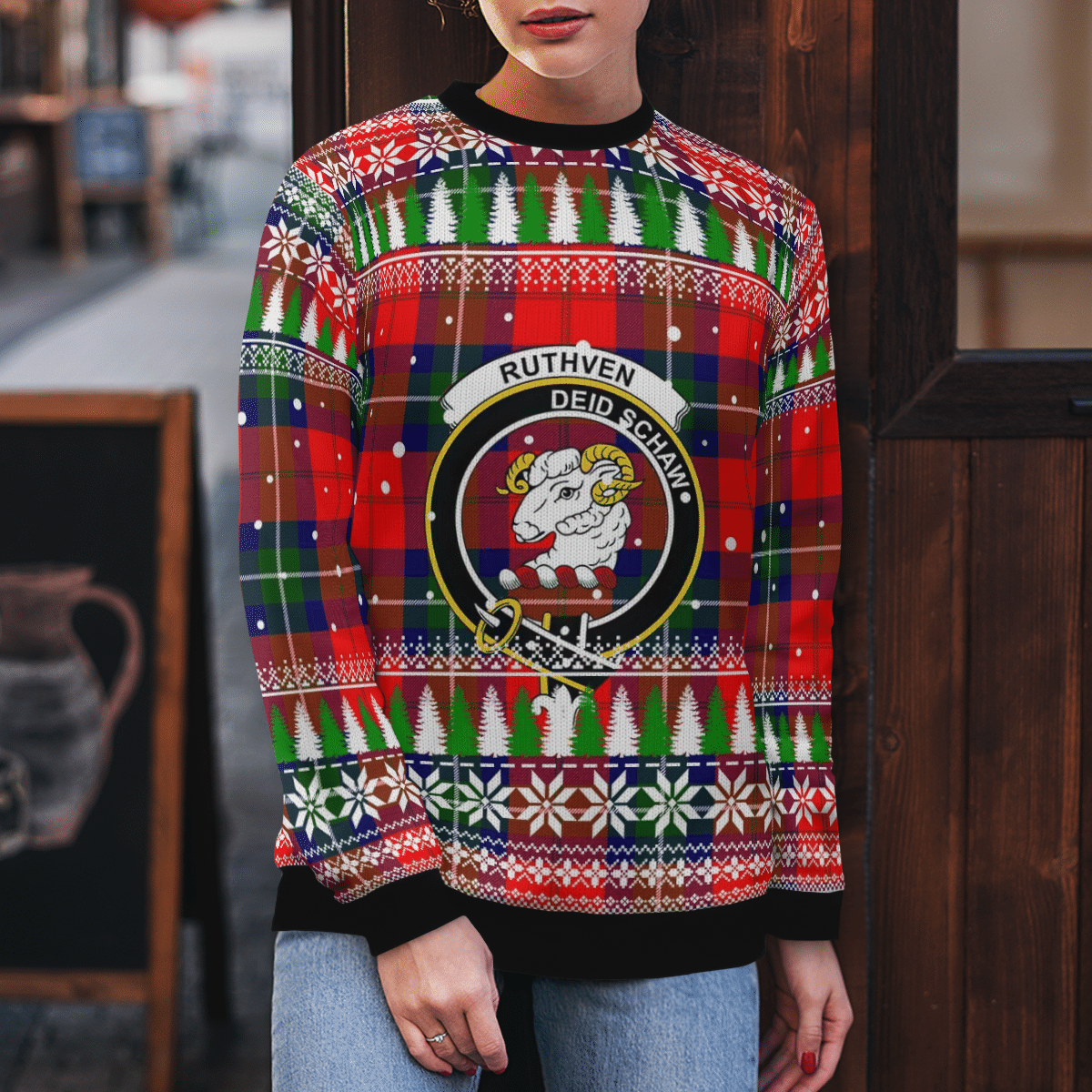 Clan Ruthven Modern Crest Tartan Christmas Ugly Sweater CN23 Ruthven Modern Crest Tartan Tartan Ugly Sweater   