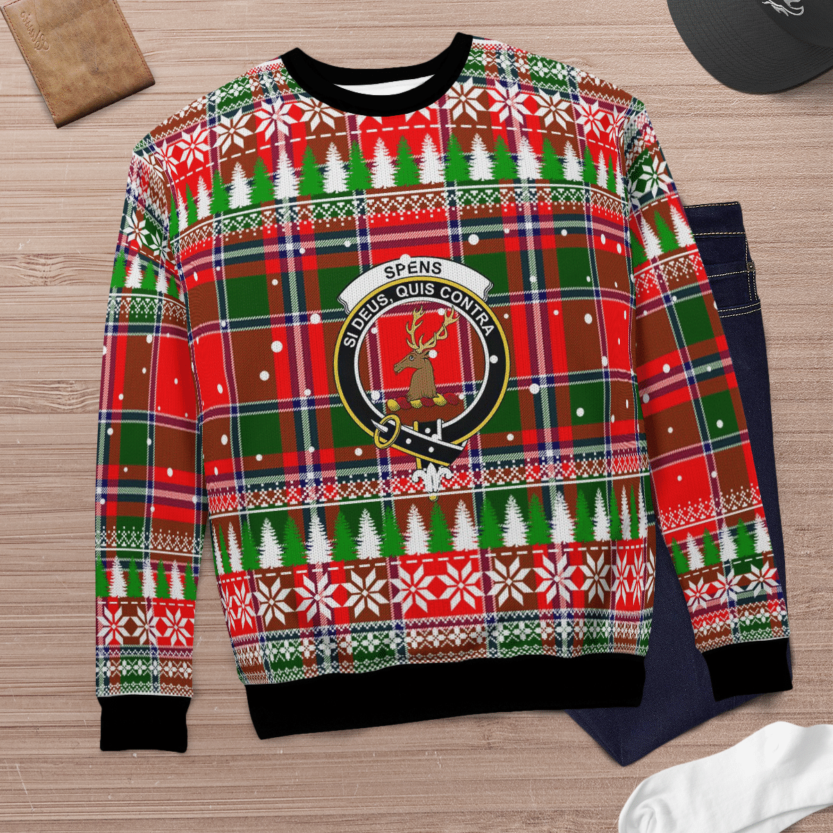 Clan Spens Modern Crest Tartan Christmas Ugly Sweater SB14 Spens Modern Crest Tartan Tartan Ugly Sweater   