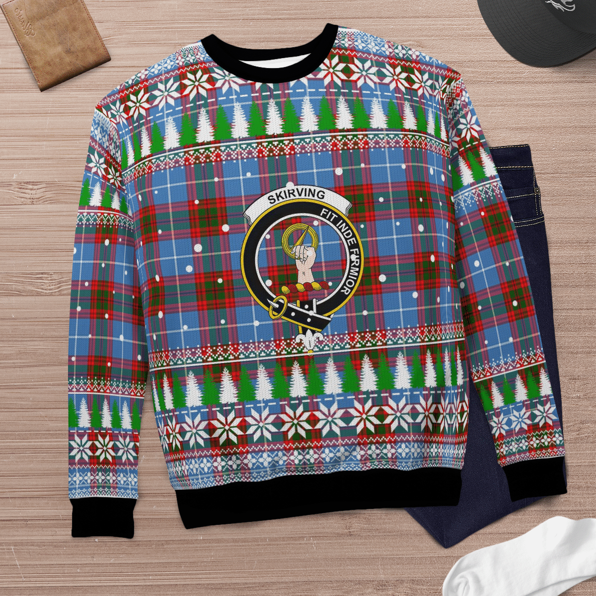 Clan Skirving (Edinburgh) Crest Tartan Christmas Ugly Sweater NN66 Skirving (Edinburgh) Crest Tartan Tartan Ugly Sweater   