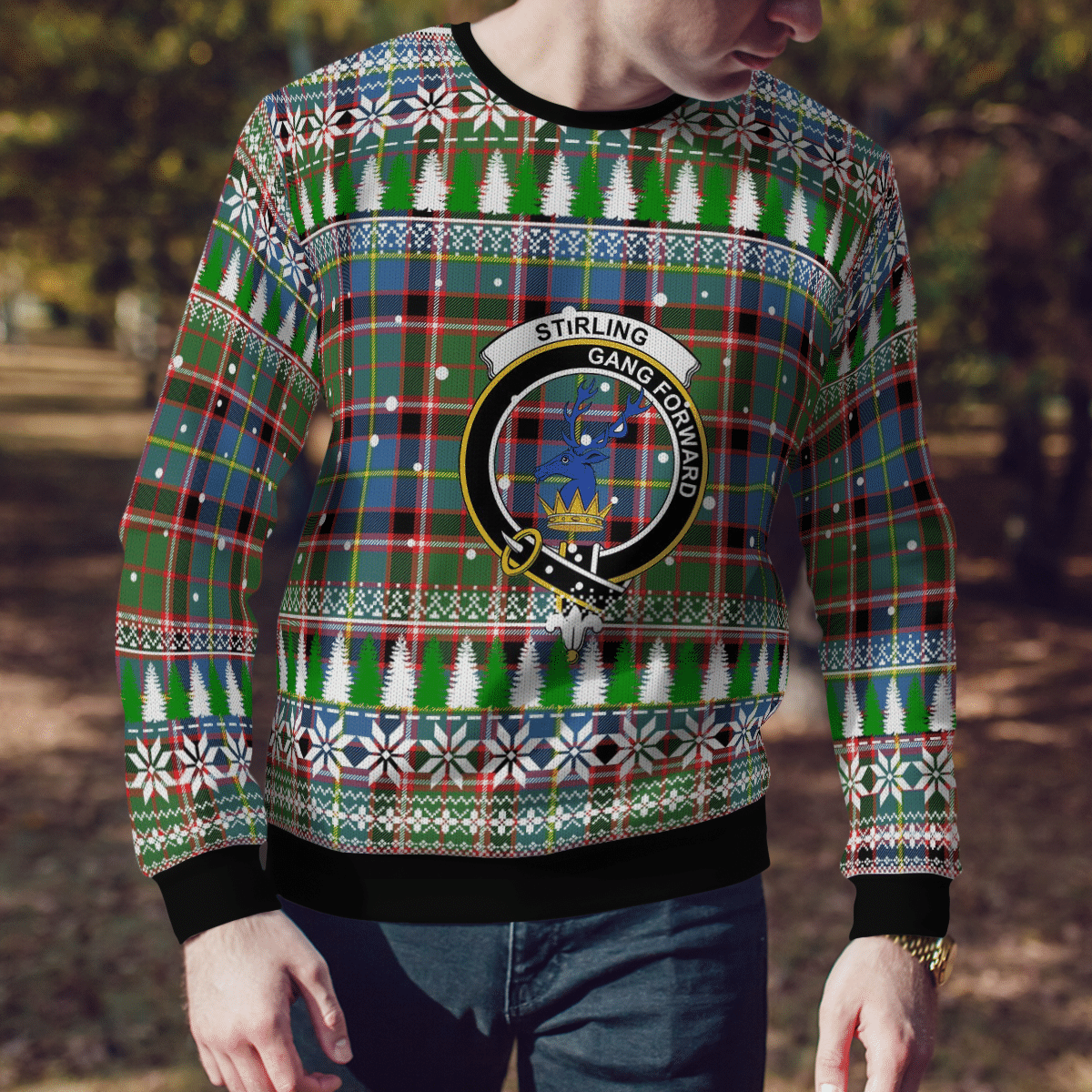 Clan Stirling (of Cadder-Present Chief) Crest Tartan Christmas Ugly Sweater TK96 Stirling (of Cadder-Present Chief) Crest Tartan Tartan Ugly Sweater   